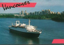 VINTAGE Cruise Ship in Vancouver, Stanley Park, Canada Place POSTCARD - UNUSED