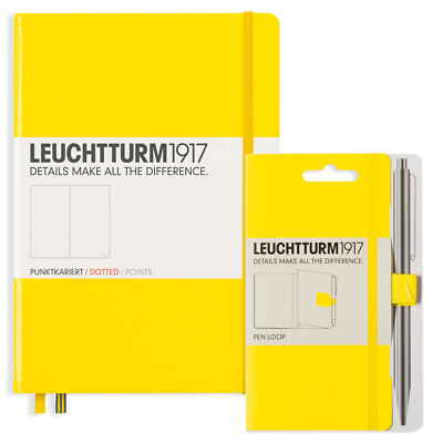 Leuchtturm1917 A5 Notizbuch oder Stiftschleife, klassisches Hardcover - Zitrone - gepunktet