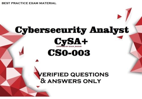 Cybersecurity Analyst CySA+ CS0-003 examen questions et réponses uniquement - Photo 1/1