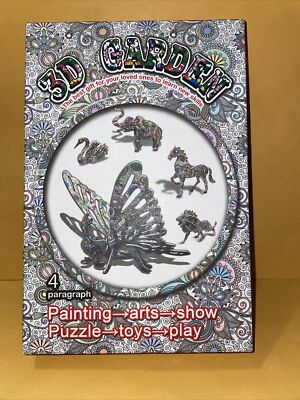 KAZOKU 3D Coloring Puzzle Set,4 Animals Puzzles with 12 Pen Markers Art Coloring