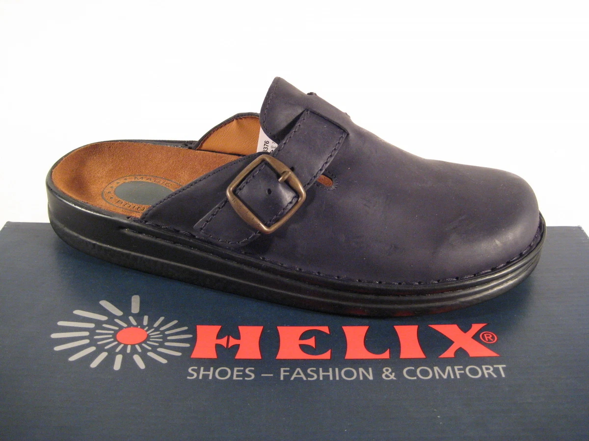 Helix Herren Clogs Pantolette Pantoletten Schuhe Sandalen Sabot schwarz Leder