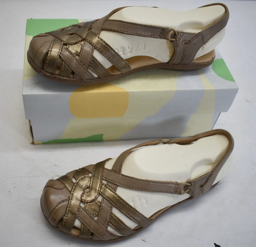 Earth Origins Womens Belle Brielle Slingback Taupe Leather Sandals