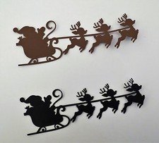 Santa Flying Reindeer Sleigh Silhouette Paper Die Cut Scrapbook Embellishment