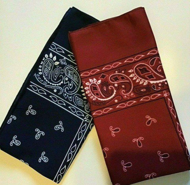 Download Two Bandanas Red and Blue Paisley 100% Polyester (Bundle ...
