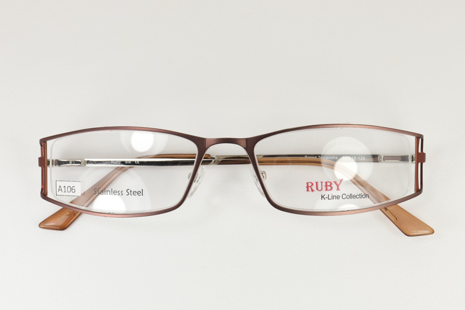 K-Line Ruby Six in Brown Terracotta 52-18-135 Eyeglass Frame Flex Hinges A106