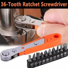 Ratcheting Right Angle Screwdriver Hex Drive+10pc Bit Set Motorcycle Furniture R