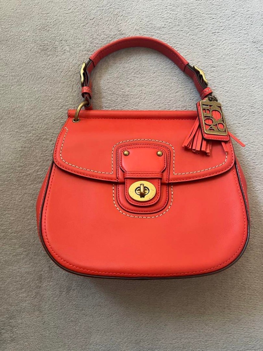 Coach 19132 Vintage Old 2Way Shoulder Bag Leather Red Used Coach 19132 Vintage Old 2Way Shoulder Bag Leather Red Used