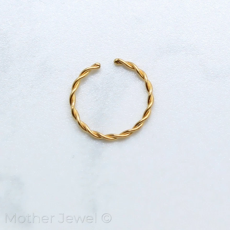 20G 14K YELLOW GOLD IP ANNEALED BENDABLE HOOP CARTILAGE SEPTUM NOSE HELIX RING - Изображение 2 из 4