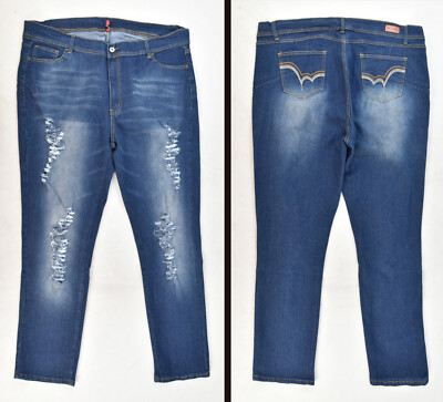 Women Stretch  Denim Jeans skinny  ripped dark plus size 24/26/28 #WG-15571X