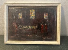 Q Vintage Michel Rostand Original Oil Signed -20th Century 16 X 12cm