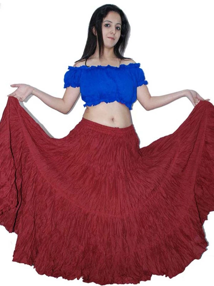 Falda gitana de algodón Wevez moderna tribal danza del vientre 4 niveles 25 y... - Imagen 3 de 3