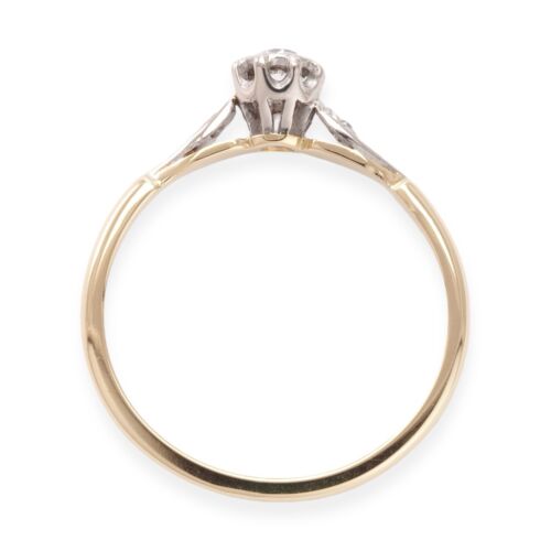 EARLY BRILLIANCE 1940s 18K Yellow & White Gold Early Brilliant Cut Diamond Ring - Picture 6 of 9