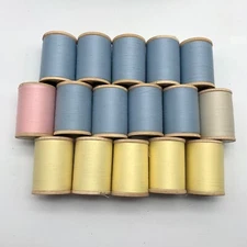 16 VTG Lg Wood Spools PRIMEROSE MERCANTILE  Sewing Craft Thread Variety of Color