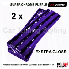 2 X Purple Chrome Super Gloss Number Plate Surround Holder Frame for any Car