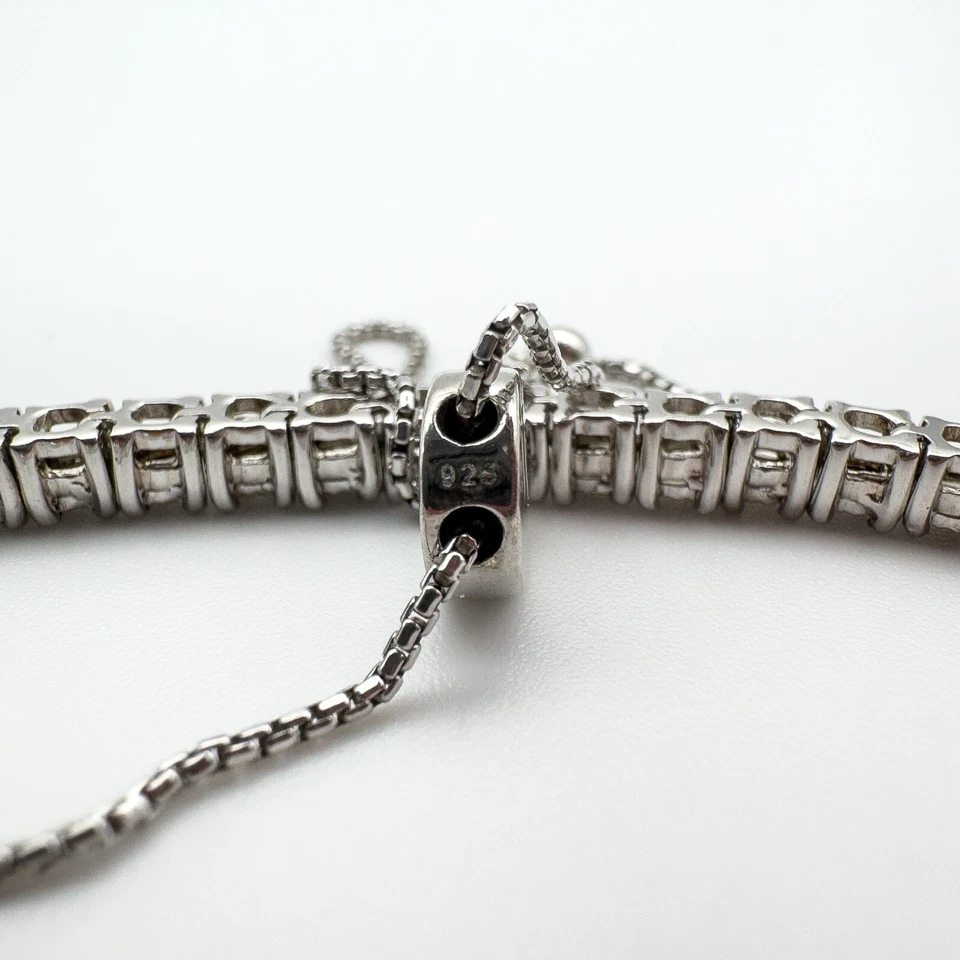 Natural Diamond Bar Toggle Bracelet in Sterling Silver 925 - Image 2 of 4
