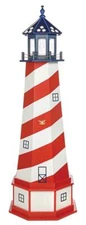 PATRIOTIC CAPE HATTERAS LIGHTHOUSE - Red White & Blue USA Flag Working Light