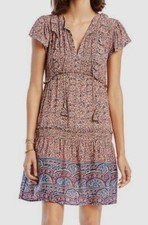 $670 Lini Women's Pink Blue Sadie Ruffle Pintuck Short Sleeve Shift Mini Dress 4