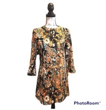 WAYF Where Are You From Dress Black Size Small Mini paisley Bell sleeve Floral