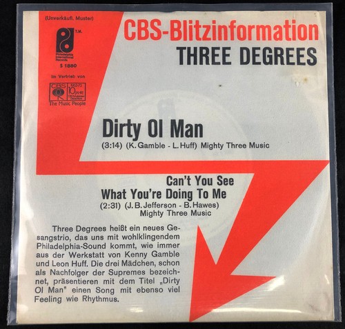 7'' Three Degrees – Dirty Ol' Man 1973 Philadelphia International Records !PROMO - Bild 2 von 5