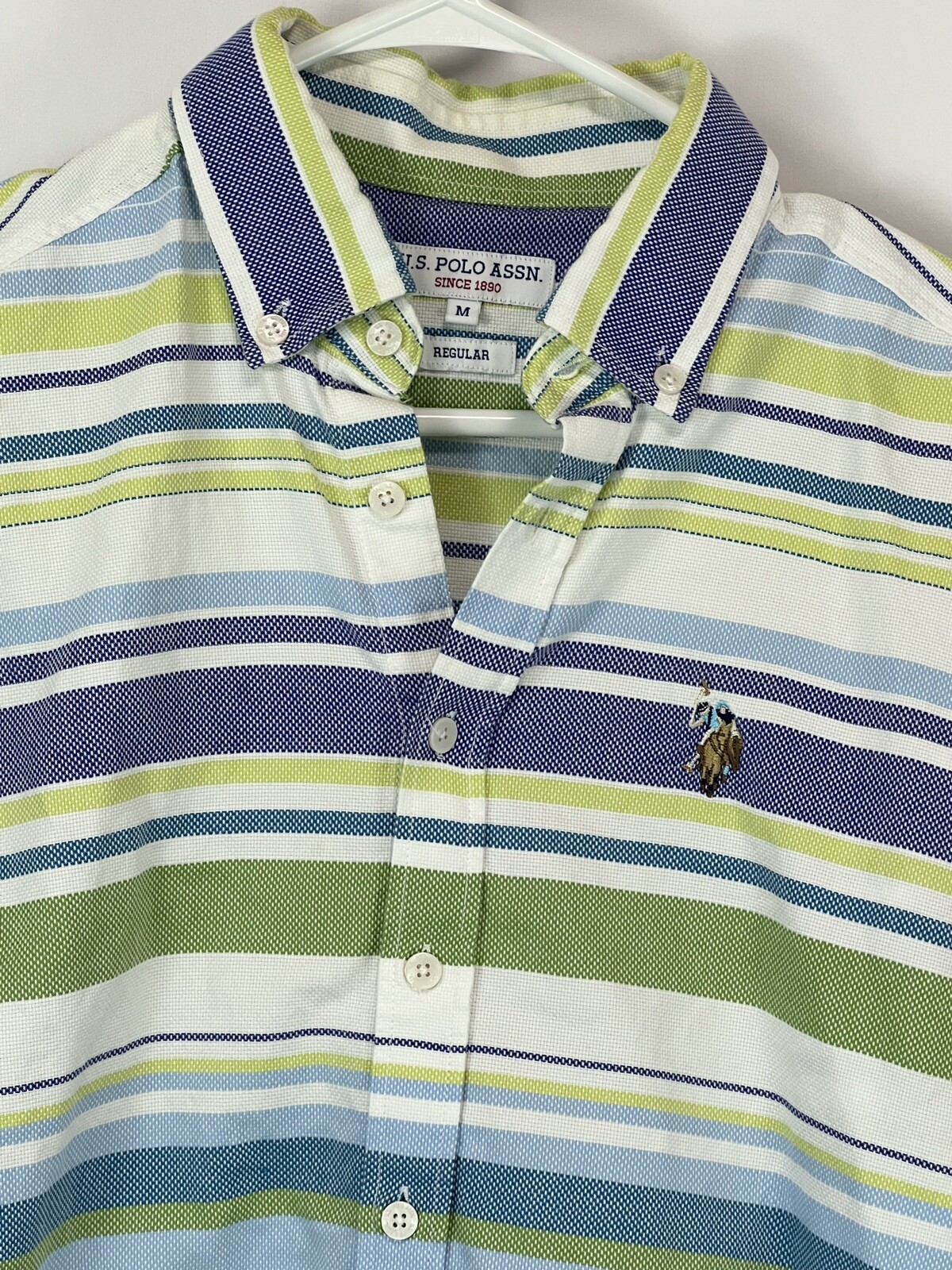 POLO USA ASSN. Camicia uomo Med Little Pony manica lunga porta bottoni blu a righe