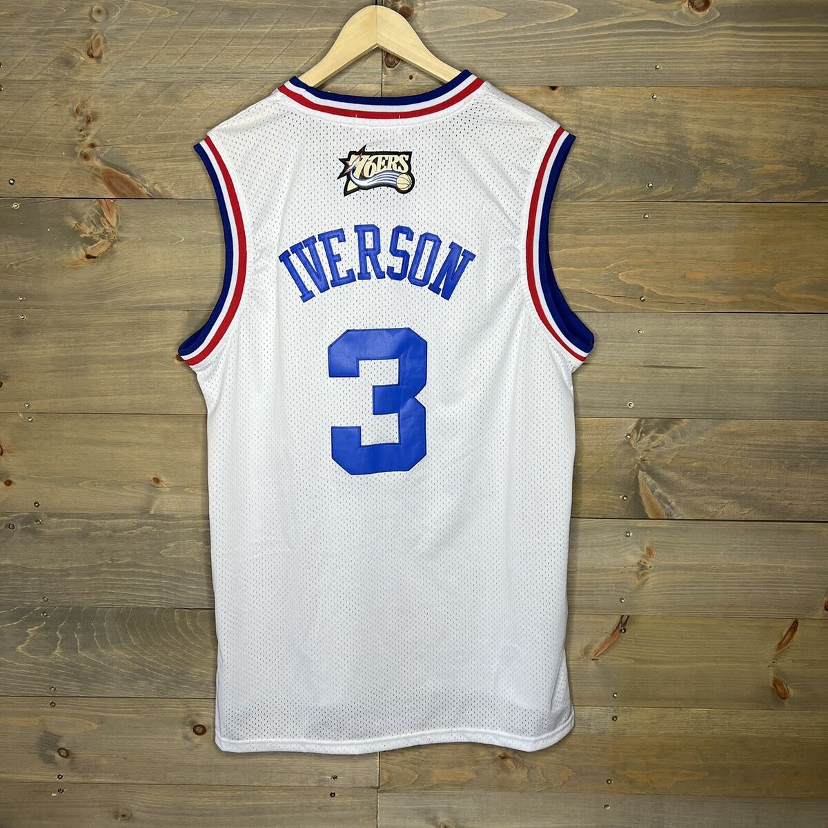 NBA_ Fast delivery Men Mitchell Ness Basketball Allen Iverson Jersey 3  Vintage Black White Red Blue Team Color Home Breathable Pure Cotton Good  Quality''nba''jersey 