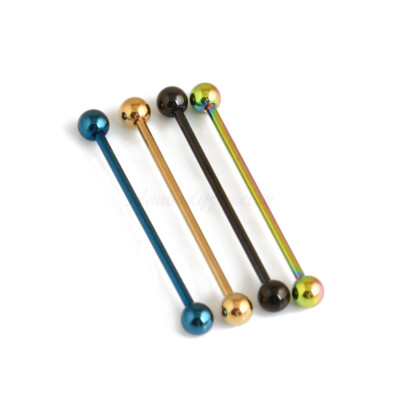 14G 1-1/2''(38mm) TITANIUM Anodized Steel Long Bar Industrial Barbells With Ball