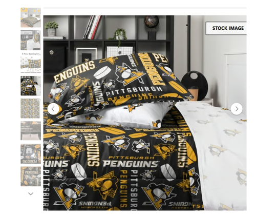 NHL Comforter Set Vegas Knights Red Wings BRUINS PENGUINS Blackhawks Kraken NEW - Afbeelding 32 van 63