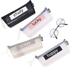 4 Pcs Mesh Zipper Pencil Pouch Bags Small, Zipper Pencil Cases, Cute Clear Zip