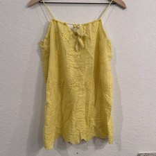 Two Piece Sets Women Sleeveless Embroidery Top Shorts Set Size Medium Yellow