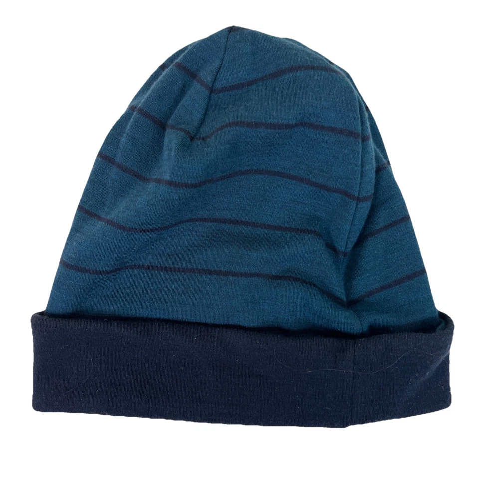 Gorro de lana merino Smartwool azul para hombre tejido al aire libre rayas tobogán Foto 2 de 4