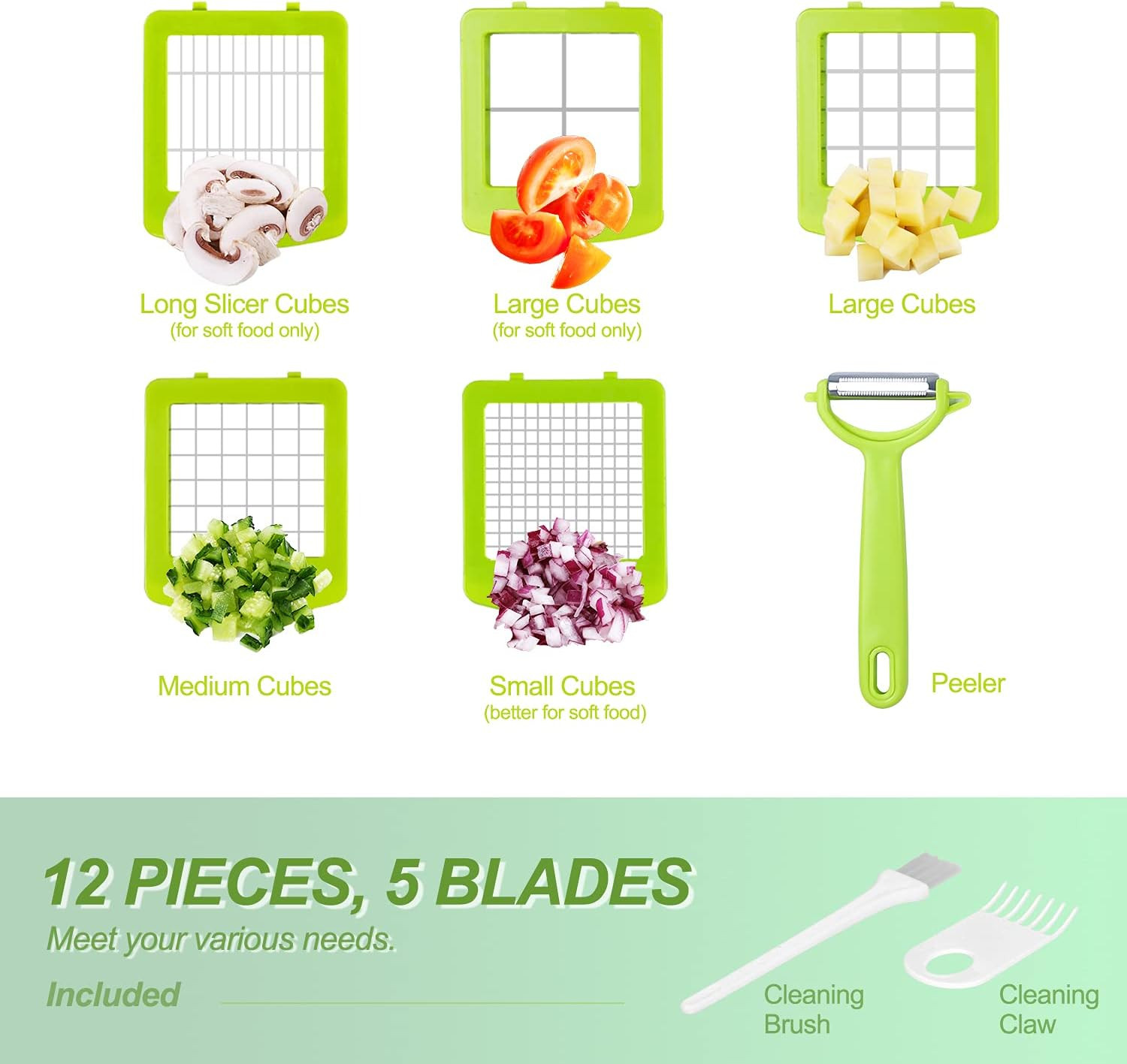 Mandoline Multifonctions 12Pcs et Coupe Legumes Manuel avec Lames Interchangeables - 2