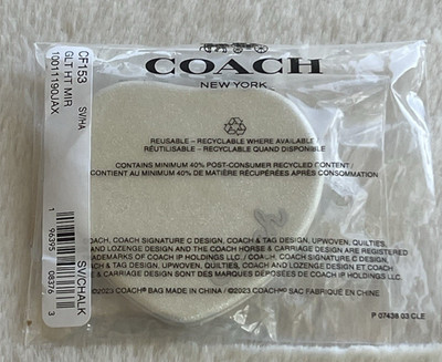 Coach Glitter Heart Compact Mirror Chalk/Silver CF153 NWT