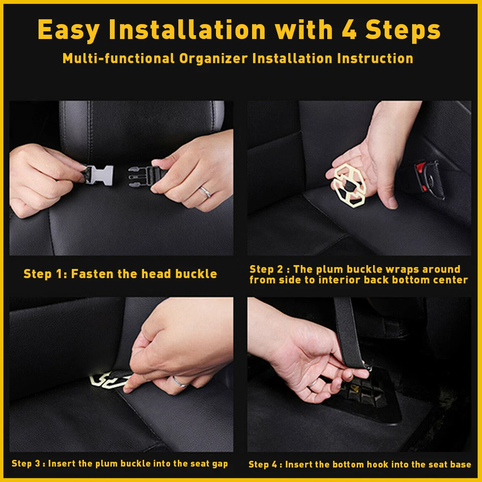 Organizador de red para maletero de carga de coche para asiento trasero colgante bolsa organizadora de almacenamiento universal Foto 3 de 4