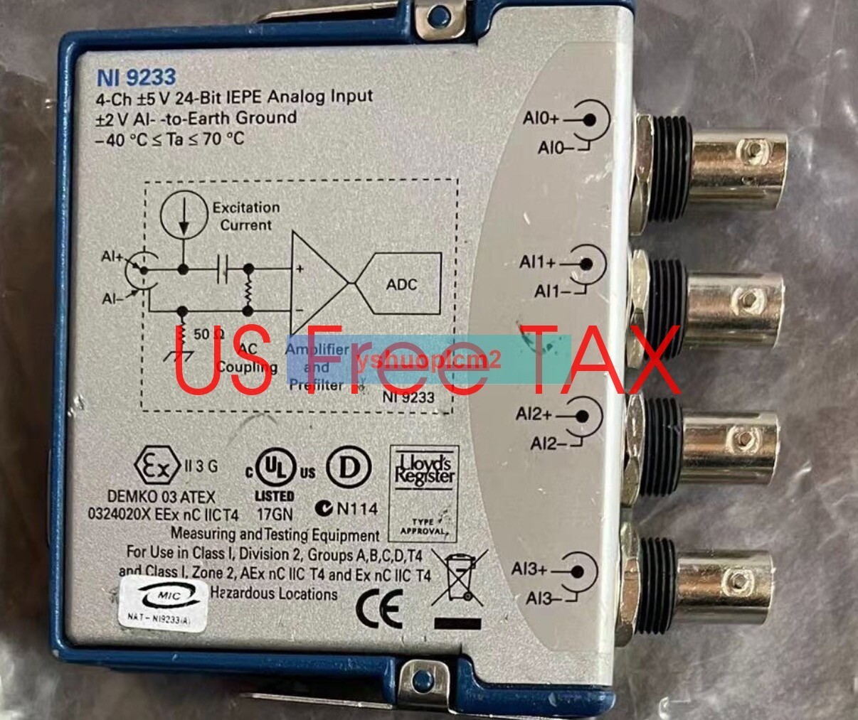 National Instruments NI 9233 cDAQ IEPE Sound and Vibration Input Module ...