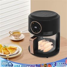 4.2L Airy Fryer Glass Air Fryer 110V 360° Viewable Airy Fryer 1200W Black