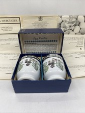 2 Vintage ROYAL WORCESTER Porcelain Egg Coddlers LAVINIA Berries Original Box