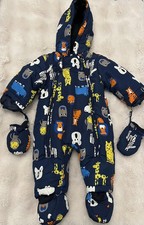 Beautiful Quality Baby Boys Navy Multi Animal Snowsuit - Size 6-9 Months - New 
