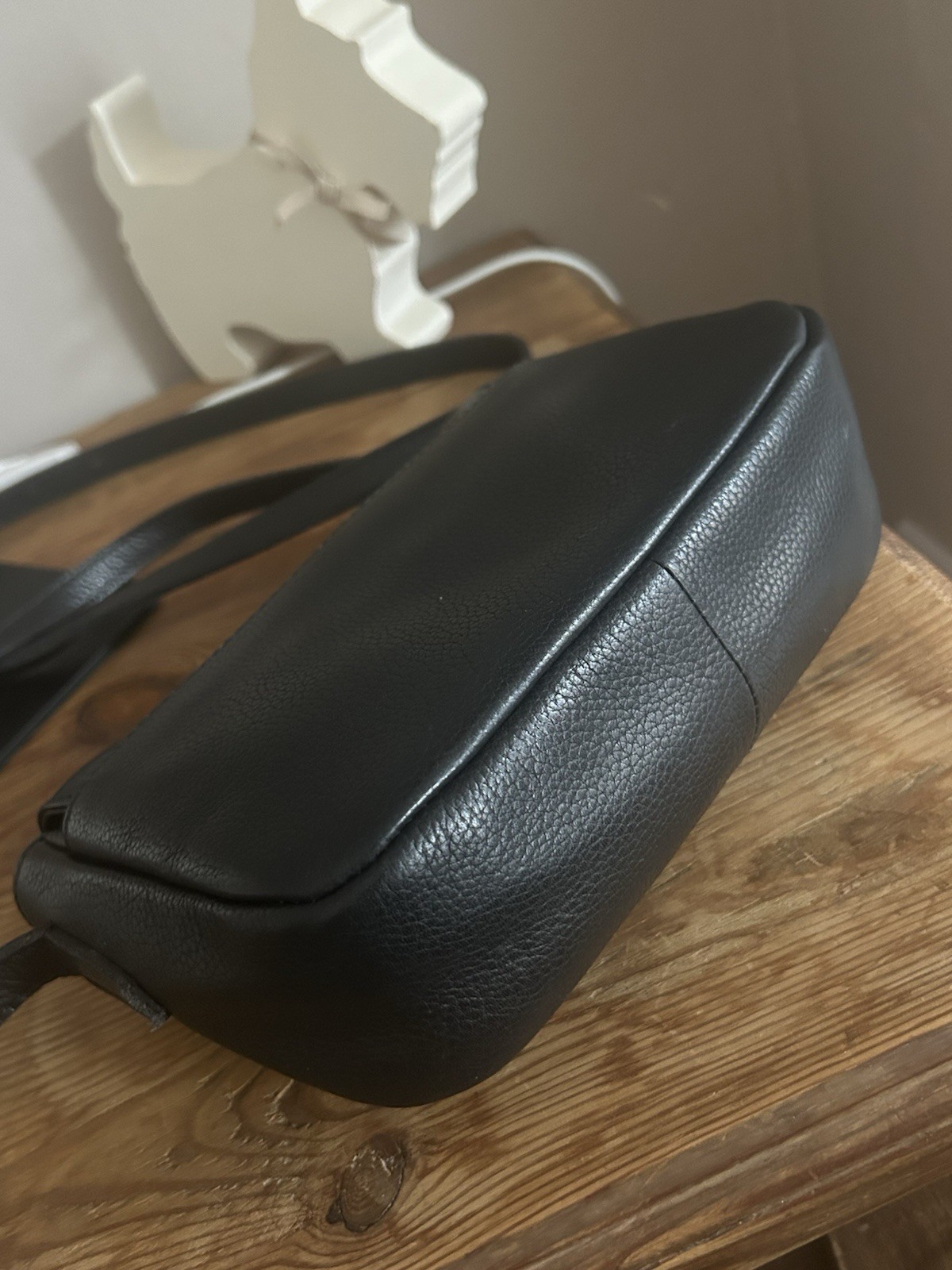 FatFace Black Leather Pixie Cross Body Bag Adjustable Strap Saddle Handbag image 6