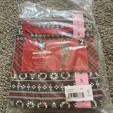 Womens Holiday Christmas Pajamas Set Size S Fair Isle Member  s Mark Red Grey