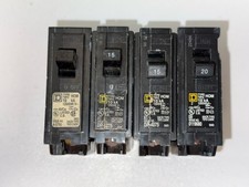 Square D HOM Mixed Lot Of 4 HOM115  HOM120  USED 