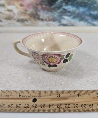 Vintage Masons England Vista Ironstone Pink Red Floral Tea Cup
