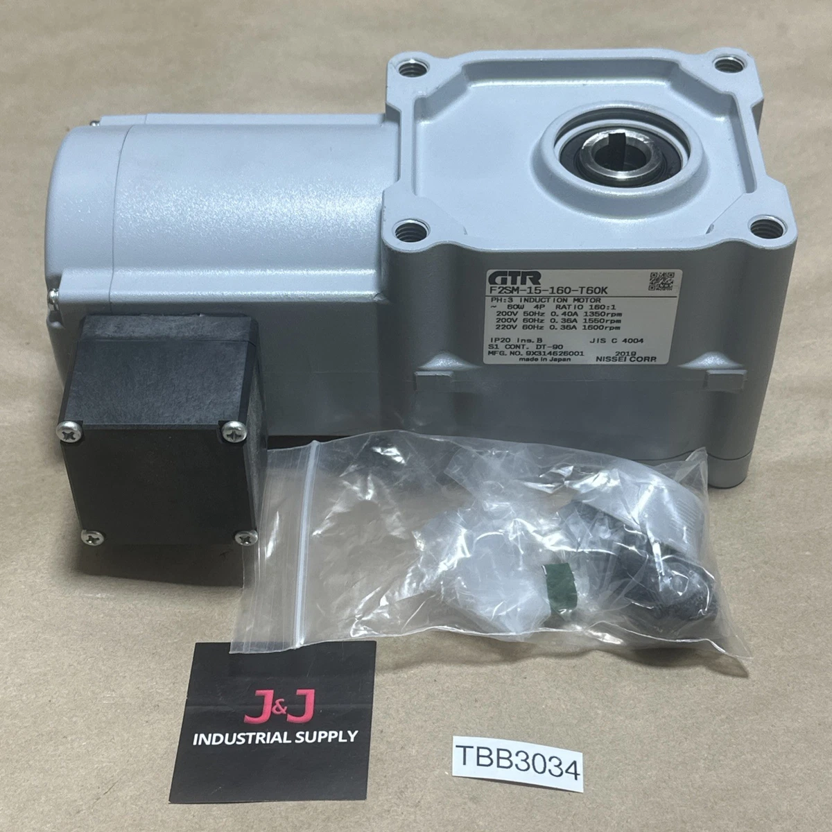 NEW SURPLUS- Nissei GTR F2SM-15-160-T60K 3-Ph Induction Motor 60W