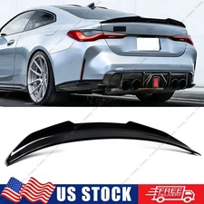 FITS 2021+ BMW G22 430i M440i & G82 M4 GLOSSY BLACK PSM STYLE TRUNK SPOILER WING
