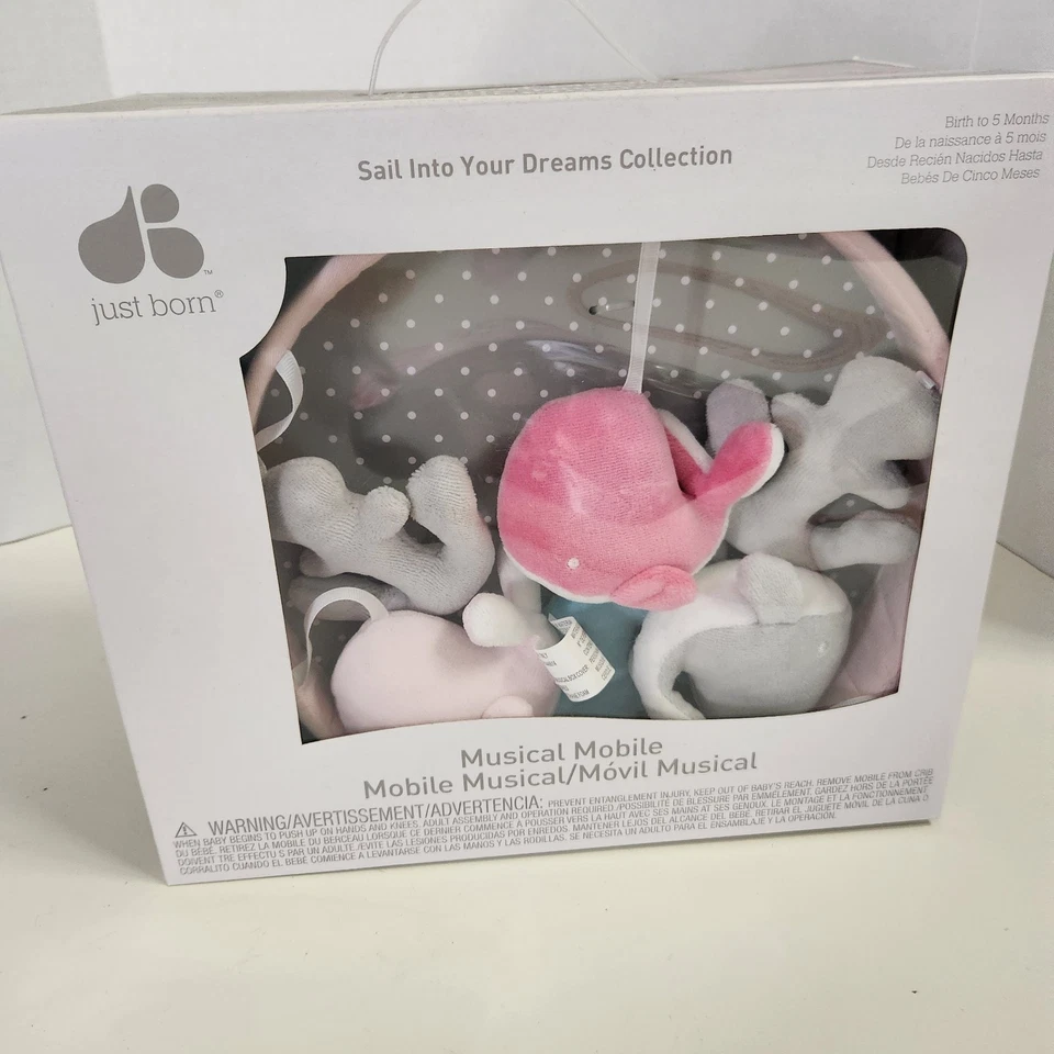 Just Born Musical Mobile Sail Into Your Dreams Sea Creatures Whales Náutico Nuevo en Caja Foto 3 de 4