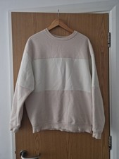 Boohoo Size L Men's Jumper, White, Light Pink, Casual Relaxed Fit