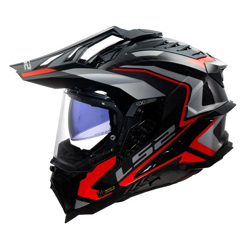 Casque Moto Intégrale LS2 MX701 Explorer Carbone Frontier 2 Red Poli 467016408 - Photo 3/4