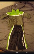 New Balance Boys Colorblock Jacket Pants Set Green Gray Black Zip Long Sleeve