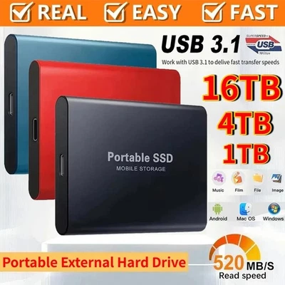 2TB External Hard Drive Disk Memory Storage USB for PC Laptop Phones