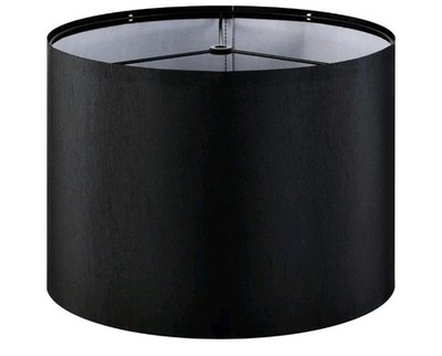 Large Drum Spider Fitter Lamp Shade, 16''×16''×10'' (Faux Silk Black) Assembly Req.