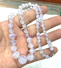 Natural white lava crystal Gemstone Beads necklace 18“